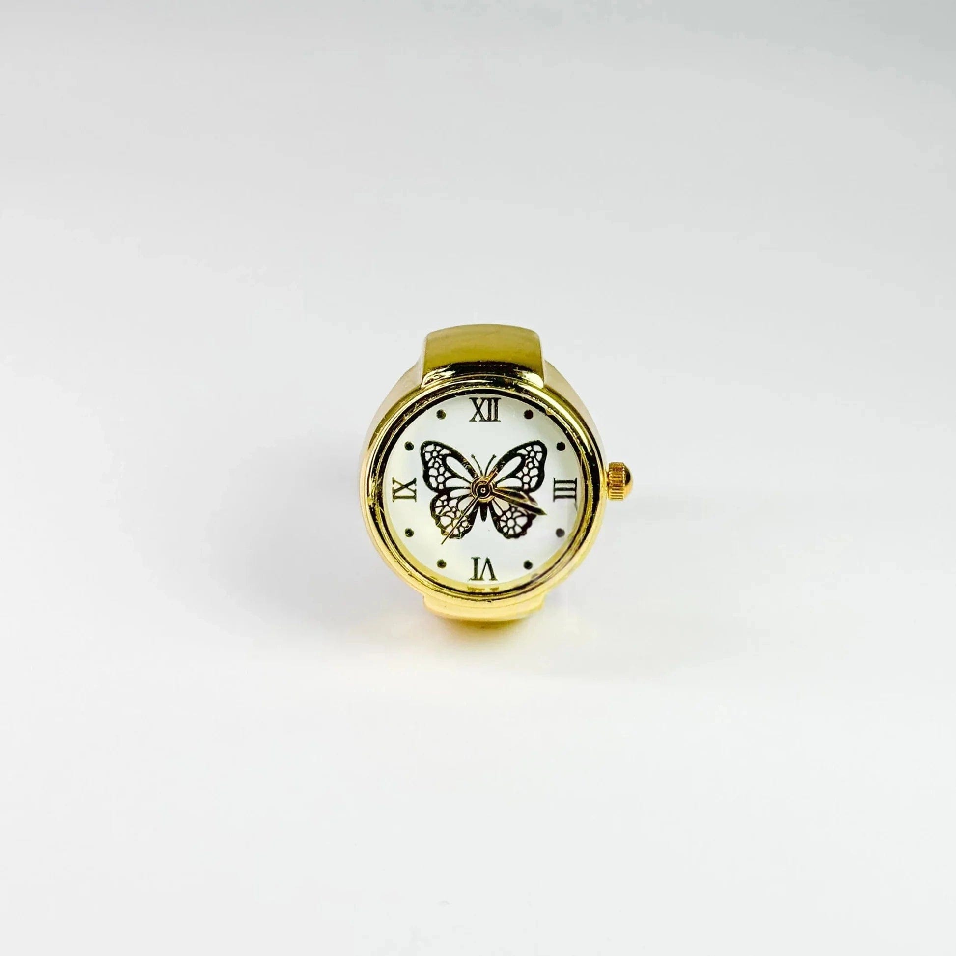 Bague Montre Dorée - Cadran Papillon