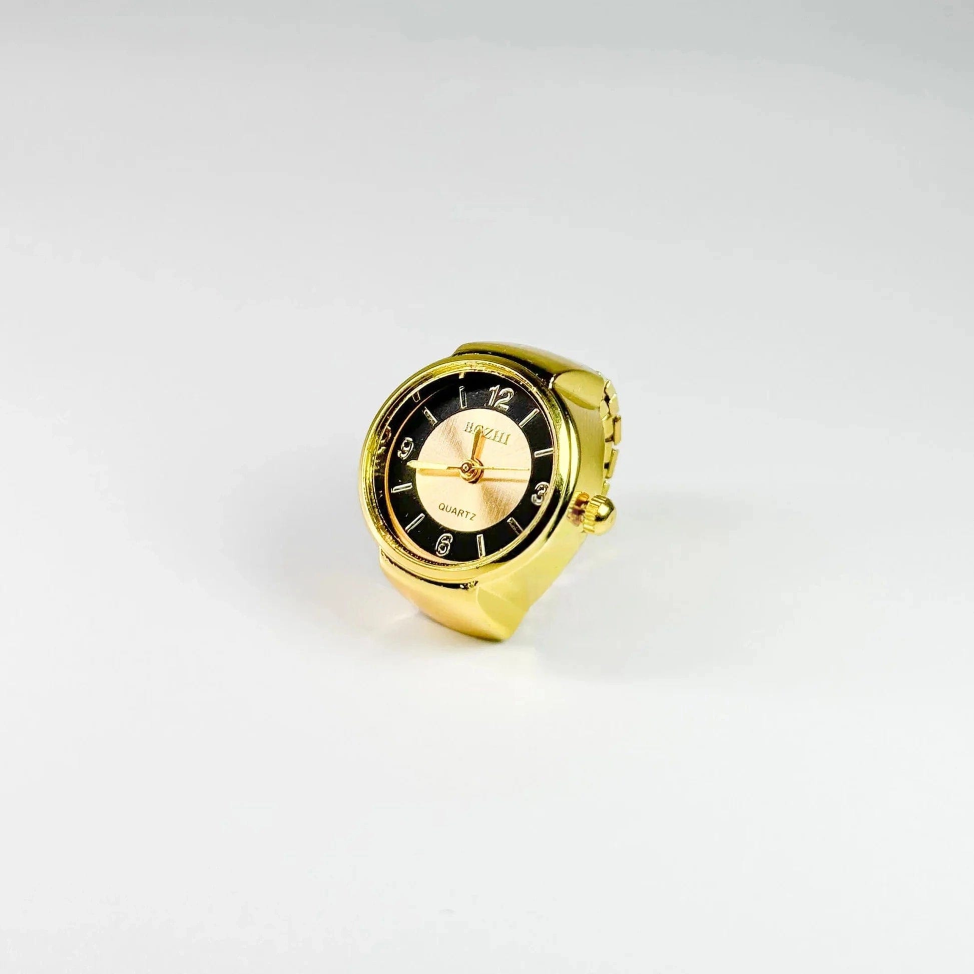 Vue de coté de la bague montre bicolore MIDNIGHT MBM | DORÉ NOIR